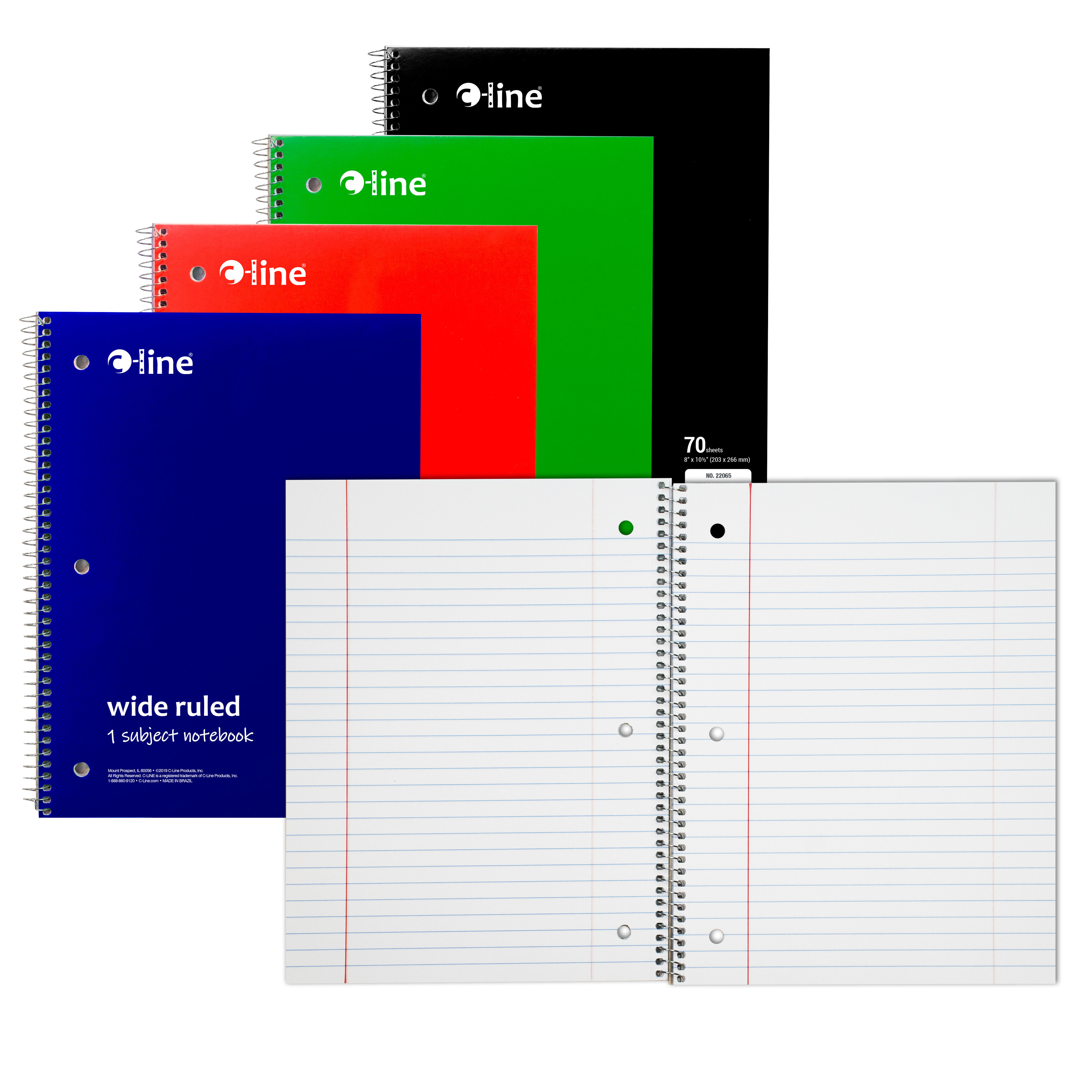 Bulk Buy Notebook, 1 Subject, Wide Ruled , Perf, 70 Ct., Assorted ...