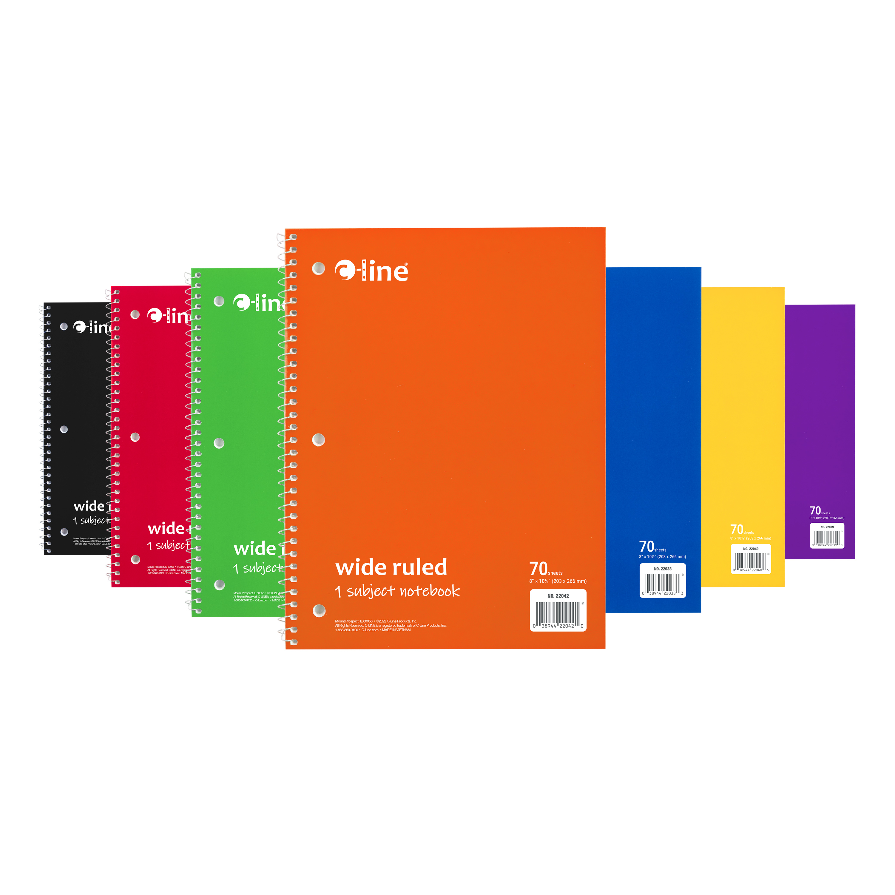 Sharp Sub Notebook Bulk Buy Notebook, 1 sub, wide rule, perf, 70 ct., black, 1/EA 22041 ...